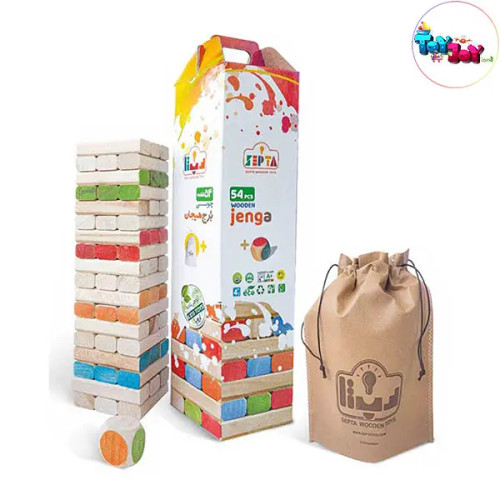 بازی آموزشی جنگا یا برج هیجان برند سپتا مدل رنگی 54 قطعه