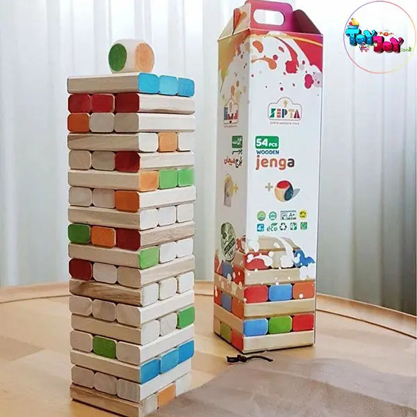 بازی آموزشی جنگا یا برج هیجان برند سپتا مدل رنگی 54 قطعه