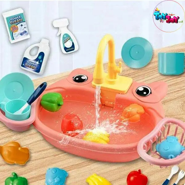 اسباب بازی سینک ظرفشویی طرح گاو رنگ صورتی