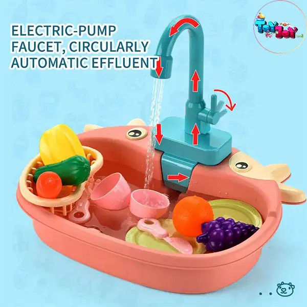 اسباب بازی سینک ظرفشویی طرح گاو رنگ صورتی