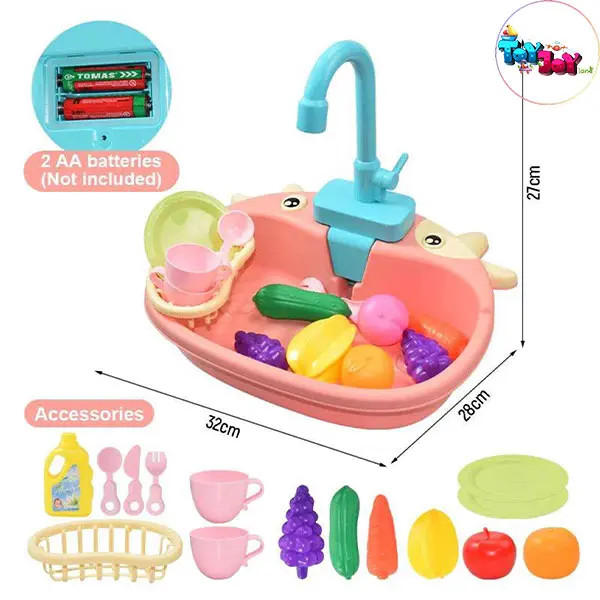 اسباب بازی سینک ظرفشویی طرح گاو رنگ صورتی