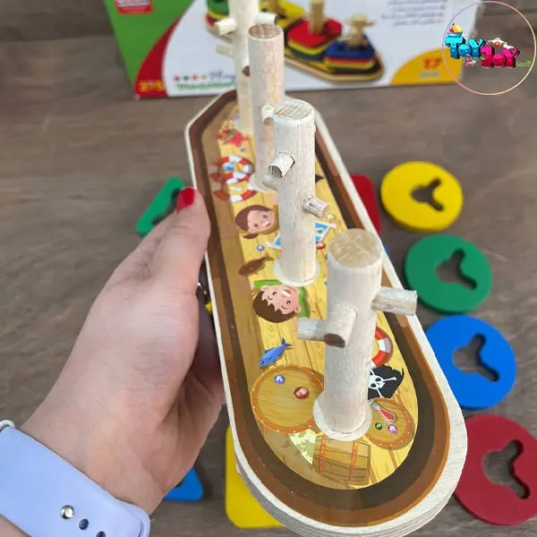 اسباب‌بازی آموزشی مونته‌سوری طرح کشتی مانع‌دار | Wooden Ship