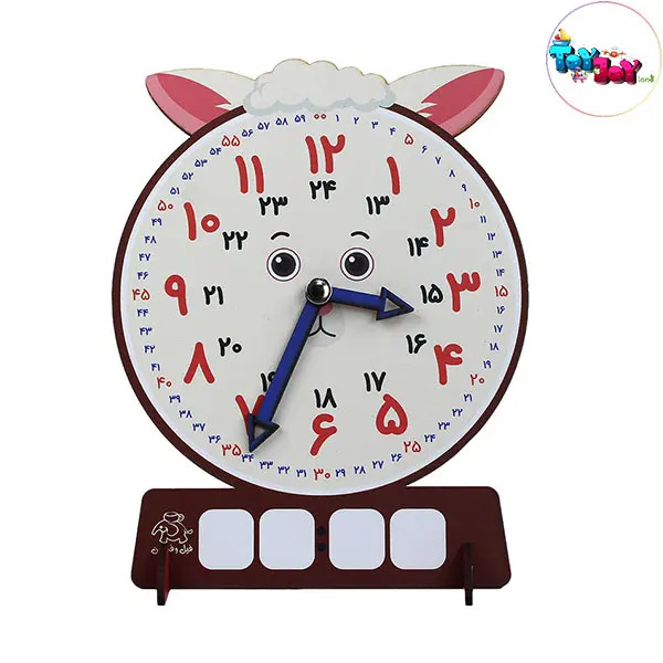 ساعت آموزشی وایت بردی چوبی طرح حیوانات – برند فیل و فنجون
