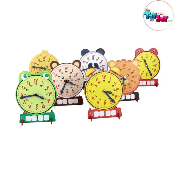 ساعت آموزشی وایت بردی چوبی طرح حیوانات – برند فیل و فنجون