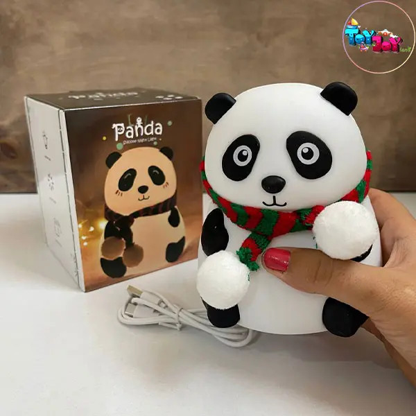 چراغ خواب پاندای شالدار سیلیکونی – دوست نرم و نورانی کودک شما