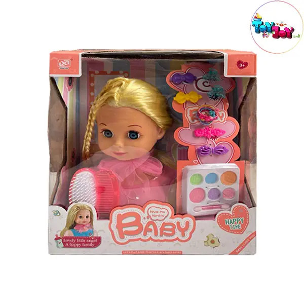 عروسک کله آرایشی دخترانه با لوازم آرایش و مو | هدیه جذاب برای کودکان