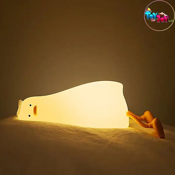 چراغ خواب سیلیکونی اردک خسته | چراغ خواب کودک شارژی ۷ رنگ