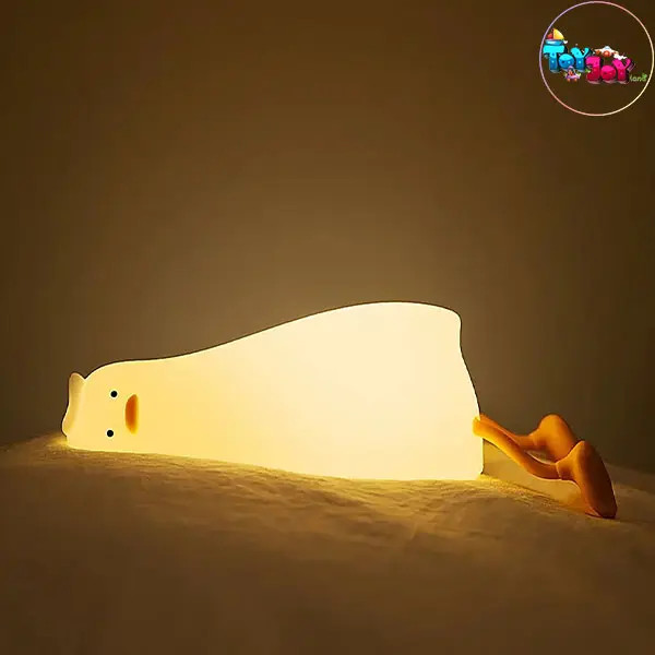 چراغ خواب سیلیکونی اردک خسته | چراغ خواب کودک شارژی ۷ رنگ