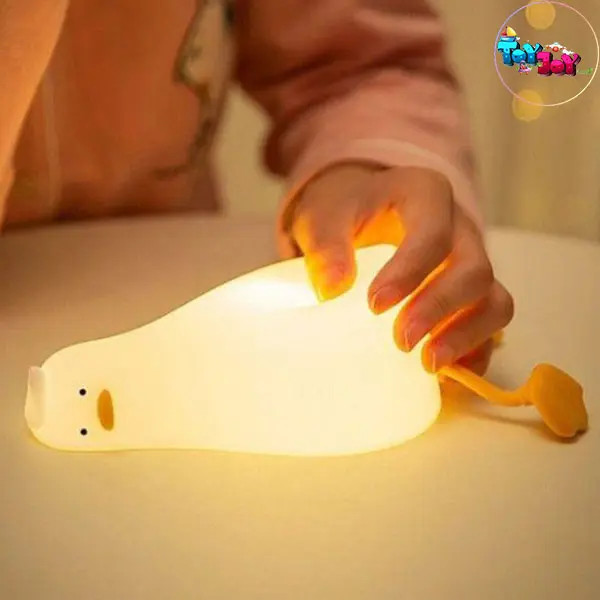 چراغ خواب سیلیکونی اردک خسته | چراغ خواب کودک شارژی ۷ رنگ