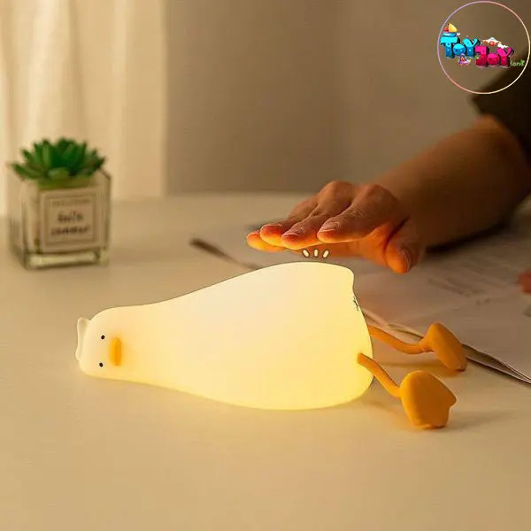 چراغ خواب سیلیکونی اردک خسته | چراغ خواب کودک شارژی ۷ رنگ