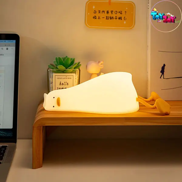 چراغ خواب سیلیکونی اردک خسته | چراغ خواب کودک شارژی ۷ رنگ