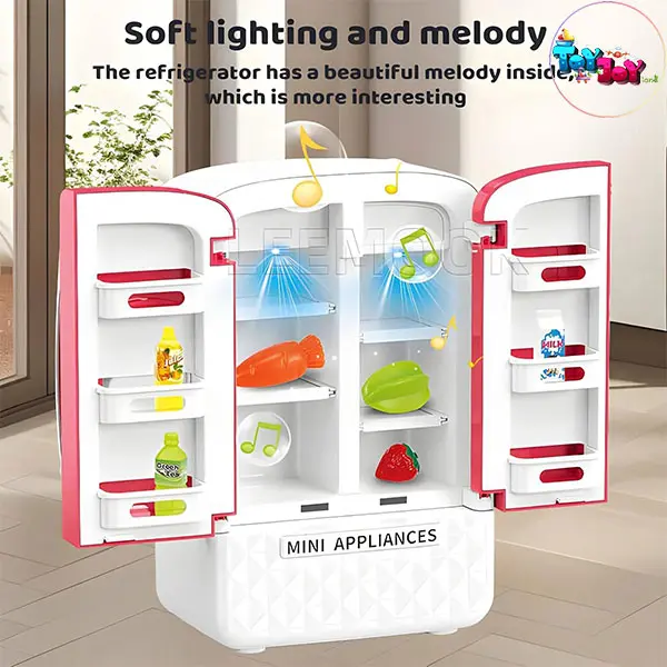 یخچال اسباب بازی دو درب قرمز با نور و صدا