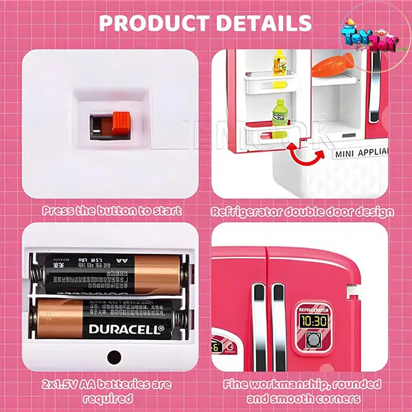 یخچال اسباب بازی دو درب قرمز با نور و صدا