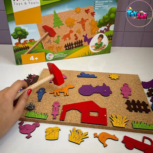 میخ و چکش مزرعه برند ایپکا – بازی خلاقانه چوبی با طرح حیوانات و طبیعت