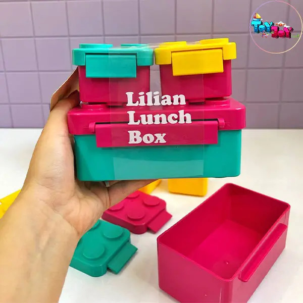 ظرف غذای لگویی 3 تکه لیلیان رنگ آبی در قرمز