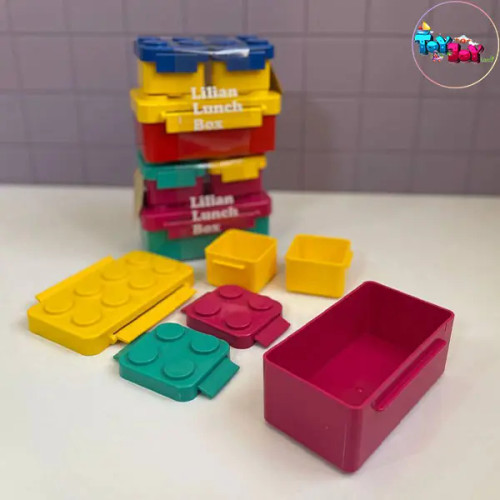 ظرف غذای لگویی 3 تکه لیلیان رنگ آبی در قرمز