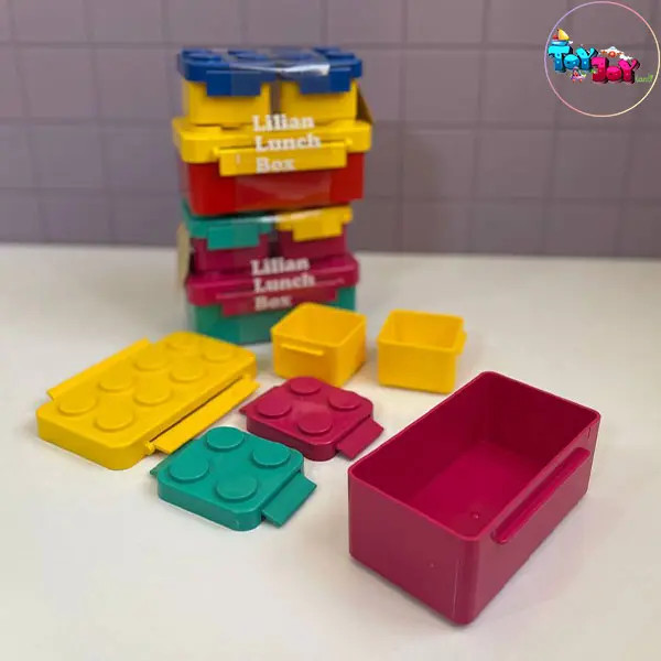 ظرف غذای لگویی 3 تکه لیلیان رنگ آبی در قرمز