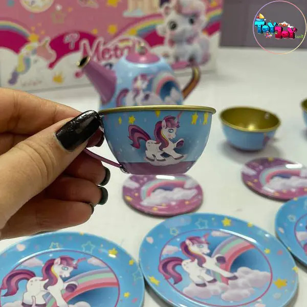 ست چایخوری فلزی کیفی یونیکورن – 14 تکه و چمدان