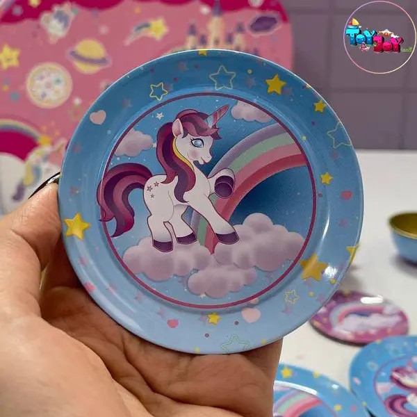 ست چایخوری فلزی کیفی یونیکورن – 14 تکه و چمدان