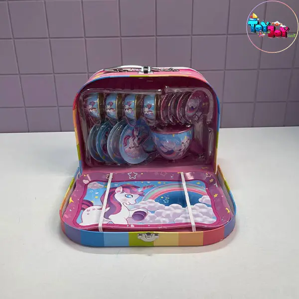 ست چای‌خوری فلزی کیفی یونیکورن – 14 تکه و چمدان