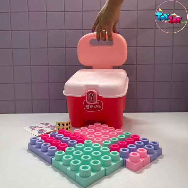 لگو اسباب‌بازی نرم ۳۲ تکه مدل صندلی (صورتی و آبی)