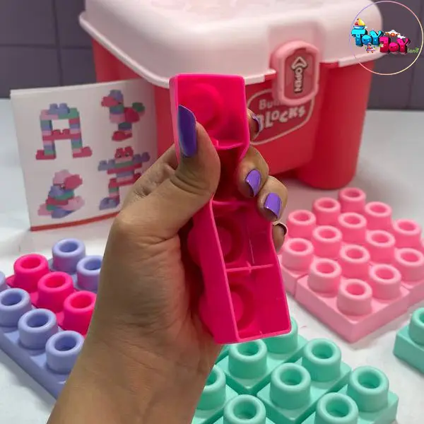 لگو اسباب‌بازی نرم ۳۲ تکه مدل صندلی (صورتی و آبی)