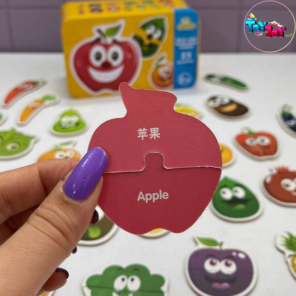 پازل دو تکه جعبه فلزی طرح میوه و سبزیجات – 25 پازل