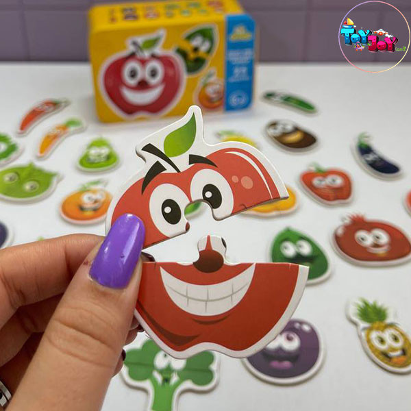 پازل دو تکه جعبه فلزی طرح میوه و سبزیجات – 25 پازل