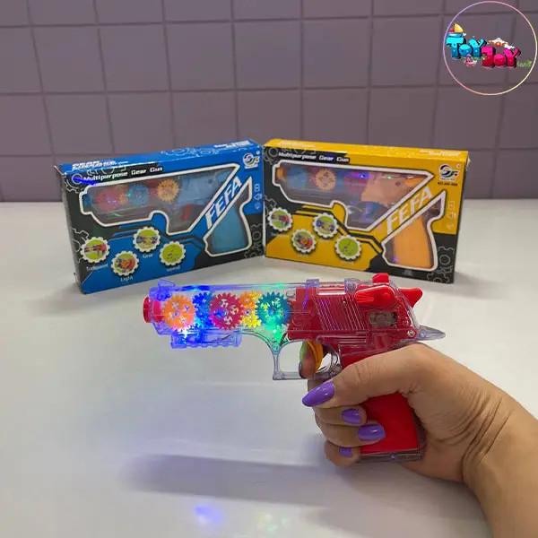 تفنگ اسباببازی چرخدندهای برند FEFA با نور و صدا