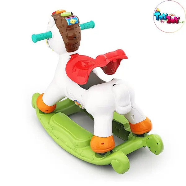 اسب آموزشی و تعادلی دو کاره سواری و گهوارهای کودک با موزیک و چراغ