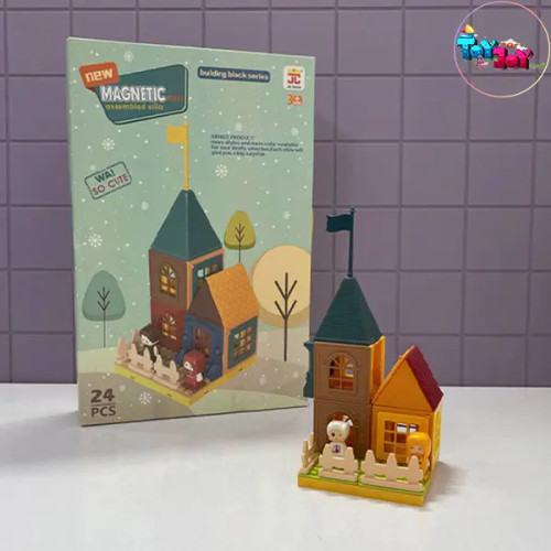 لگو مگنتی خانهسازی ۲۴ قطعه | بلوک مغناطیسی ساختنی کودک
