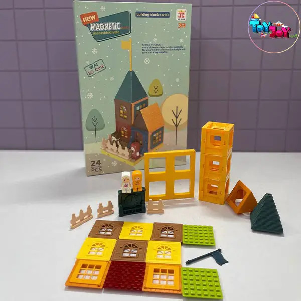 لگو مگنتی خانهسازی ۲۴ قطعه | بلوک مغناطیسی ساختنی کودک