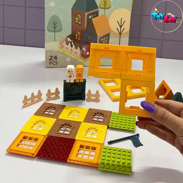 لگو مگنتی خانهسازی ۲۴ قطعه | بلوک مغناطیسی ساختنی کودک
