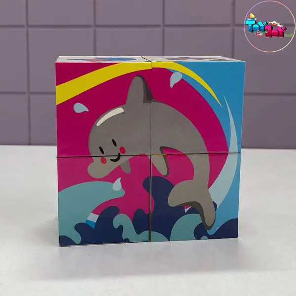 پازل مکعبی ۶ وجهی طرح حیوانات گلدونه | ۱۲ پازل آموزشی کودک