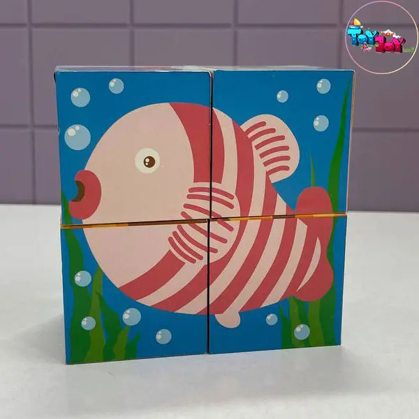 پازل مکعبی ۶ وجهی طرح حیوانات گلدونه | ۱۲ پازل آموزشی کودک