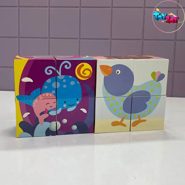 پازل مکعبی ۶ وجهی طرح حیوانات گلدونه | ۱۲ پازل آموزشی کودک