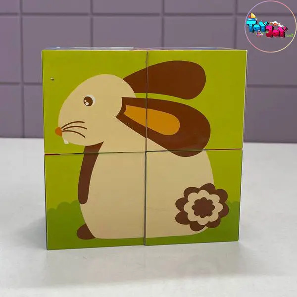 پازل مکعبی ۶ وجهی طرح حیوانات گلدونه | ۱۲ پازل آموزشی کودک