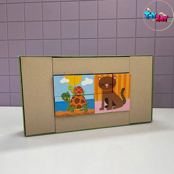 پازل مکعبی ۶ وجهی طرح حیوانات گلدونه | ۱۲ پازل آموزشی کودک