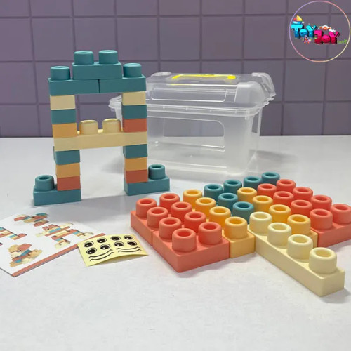 لگوی نرم و سیلیکونی 32 تکه با سطل نگهدارنده – مناسب کودکان بالای 18 ماه