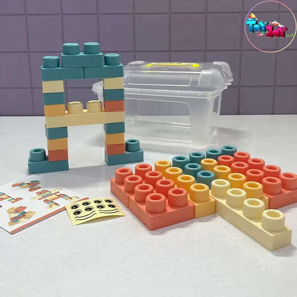لگوی نرم و سیلیکونی 32 تکه با سطل نگهدارنده – مناسب کودکان بالای 18 ماه