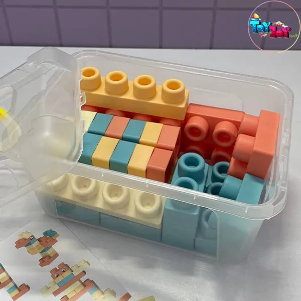 لگوی نرم و سیلیکونی 32 تکه با سطل نگهدارنده – مناسب کودکان بالای 18 ماه