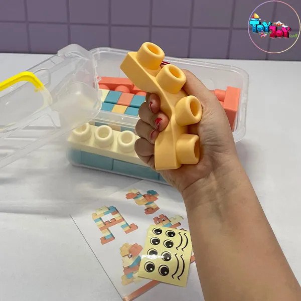 لگوی نرم و سیلیکونی 32 تکه با سطل نگهدارنده – مناسب کودکان بالای 18 ماه