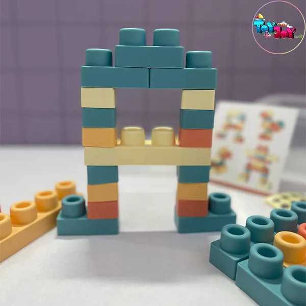 لگوی نرم و سیلیکونی 32 تکه با سطل نگهدارنده – مناسب کودکان بالای 18 ماه