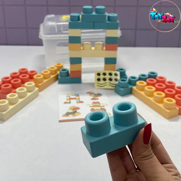لگوی نرم و سیلیکونی 32 تکه با سطل نگهدارنده – مناسب کودکان بالای 18 ماه