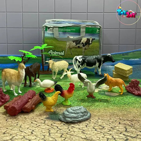 ست حیوانات مزرعه کیفی UCOKTOYS همراه با سفره بازی بزرگ
