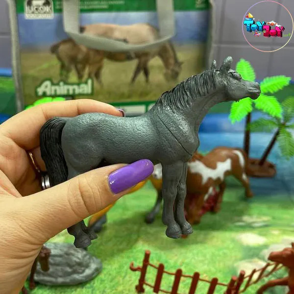 ست حیوانات مزرعه طرح اسب کیفی 30 عددی UCOKTOYS همراه با سفره بازی بزرگ