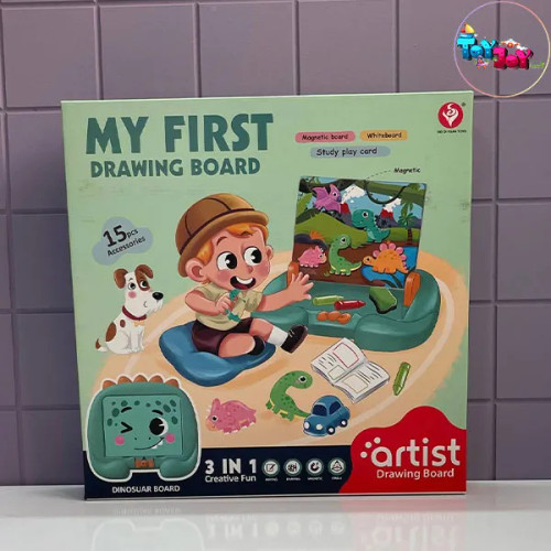 تخته مغناطیسی آموزشی طرح دایناسور سبز | وایت برد مگنتی کودک