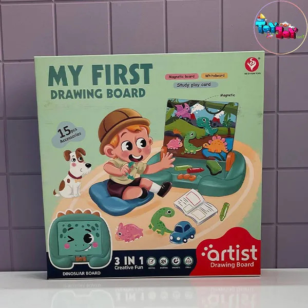 تخته مغناطیسی آموزشی طرح دایناسور سبز | وایت برد مگنتی کودک