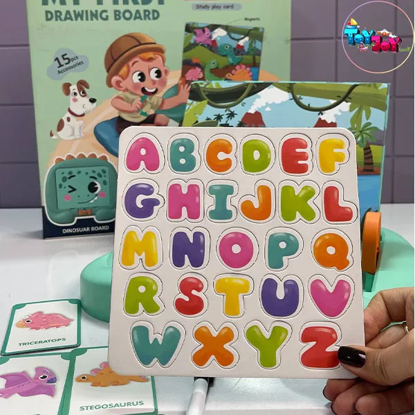 تخته مغناطیسی آموزشی طرح دایناسور سبز | وایت برد مگنتی کودک