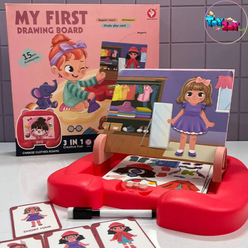 تخته مغناطیسی آموزشی طرح لباس دخترانه | وایت برد مگنتی کودک